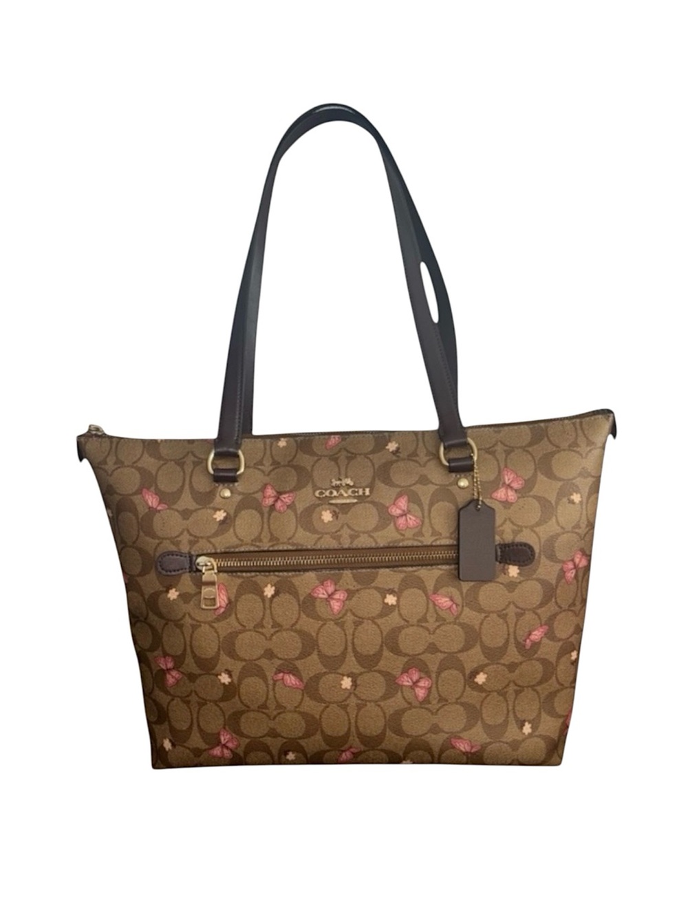 🤎Coach Butterfly Print Signature Canvas Gallery Tote Bag🤎